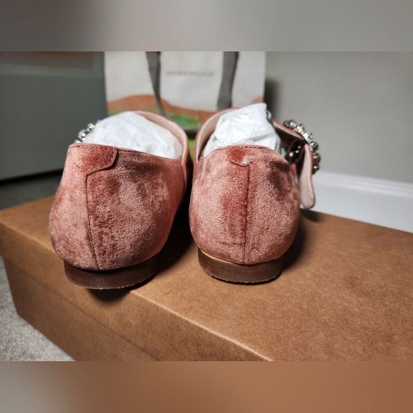 LikeNew w/Box Anthropologie Mary Jane Embellished Buckle Flats || Taupe Size 6.5 - Picture 8 of 11